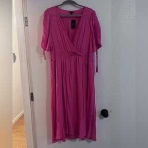 Torrid Pink Midi Swiss Linen Surplice Dress 2X (NWT)